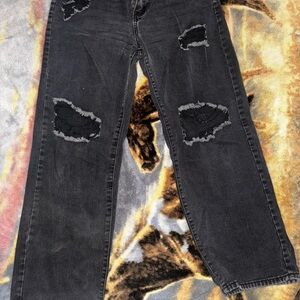High Rise Black Distressed Jeans